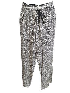 Hue XL Leopard Print Pajama Pants For Women 100% Cotton Black & White With Draws
